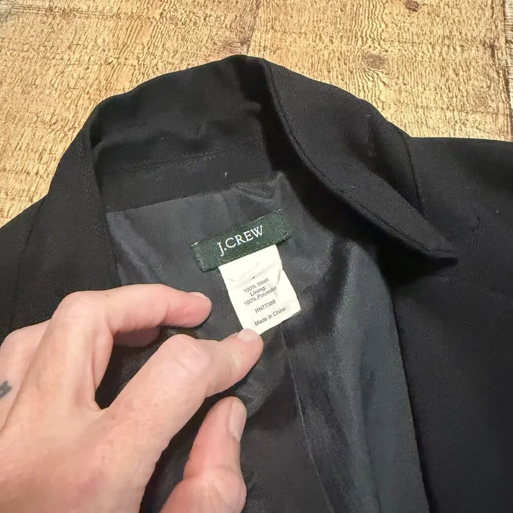 J Crew Wmns Black Drapey Wool Mackenzie Blazer Sz 4 Preppy Quiet Luxury Classic